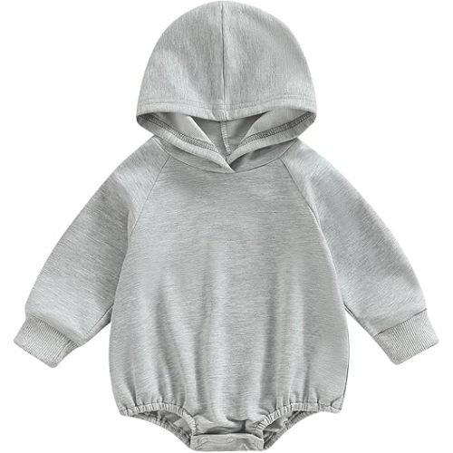 Thorn Tree Newborn Baby Boys Hooded Sweatshirt Long Sleeve Solid Romper Infant Baby Fall Winter Spring Outfits