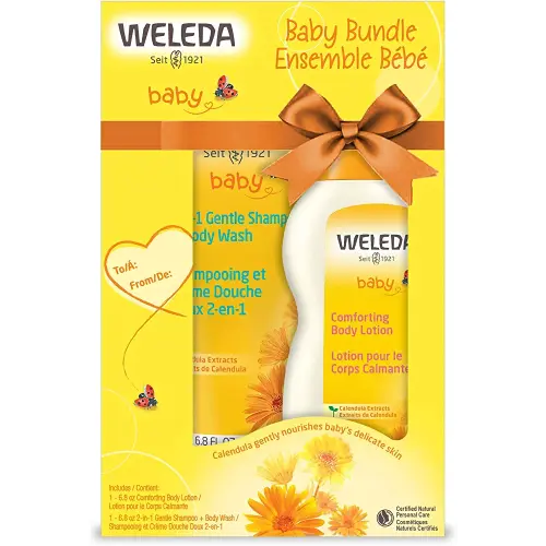 Weleda Baby Calendula Body Lotion and Shampoo-Body Wash Bundle, 6.8 Fluid Ounce (Pack of 2), Plant Rich Baby Care with Calendula and Sweet Almond Oil