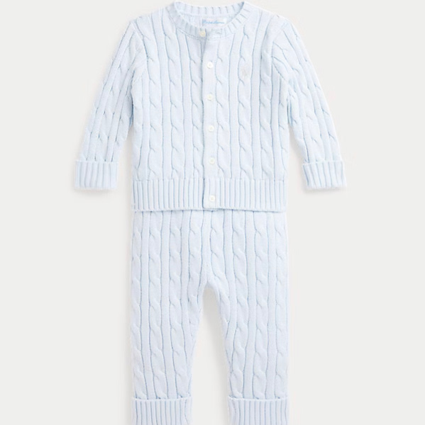 Cable-Knit Cotton Cardigan & Pant