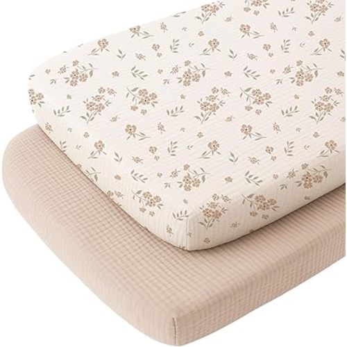 Muslin Fitted Bassinet Sheets 2 Pack for Baby Girl