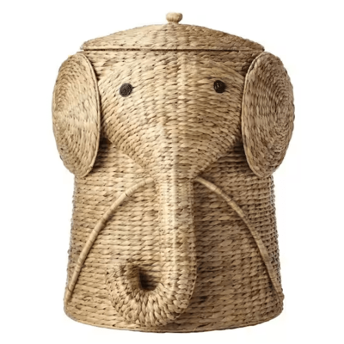 Home Decorators Collection Elephant Natural Woven Wood Laundry Room Hamper Basket with Lid (16" W) 1641800950