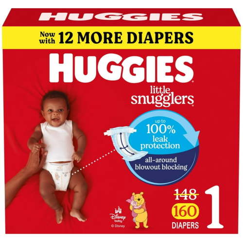 Huggies Little Snugglers Baby Diapers, Size 1 (8-14 lbs), 160 Ct (Select for More)