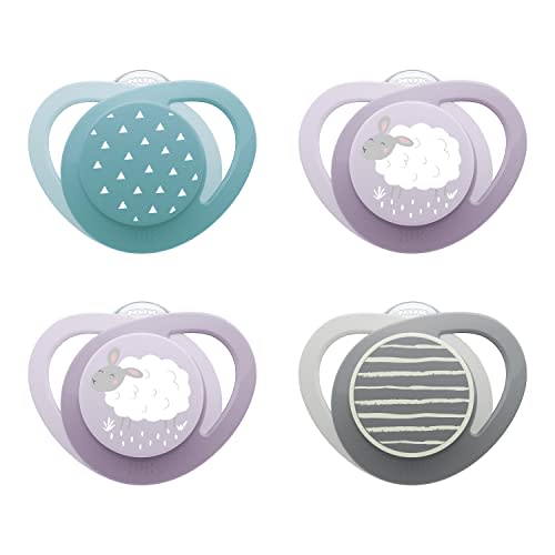 NUK Glow-in-The-Dark Orthodontic Pacifier with Heart-Shaped Shield, BPA-Free, fits 0-6 Months, 4-Pack