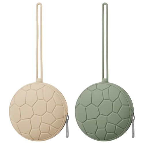 Silicone Pacifier Holder Case, Soft Silicone Newborn Baby Silicone Pacifier Holder for Boys & Girls, Portable Silicone Pacifier Container Case (Sage/Sand)