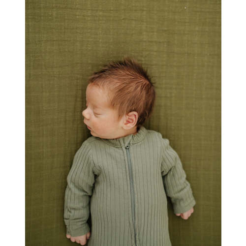 Moss Green Crib Sheet
