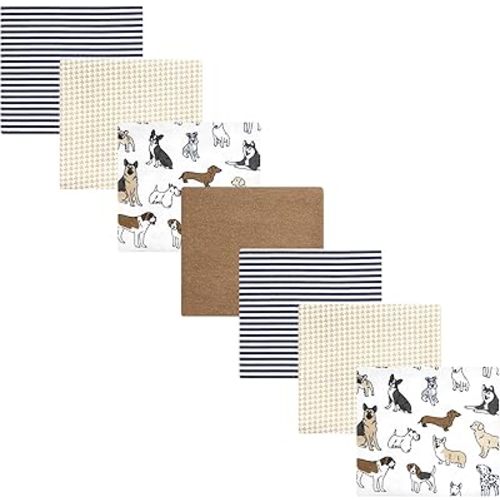 Hudson Baby Unisex Baby Cotton Flannel Receiving Blankets Bundle, Handsome Dogs, One Size