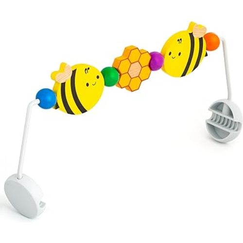 IMPRESA Wooden Baby Arch Toy Attachment Compatible with Baby Bjorn Bouncer, Honey Bee Design to Stimulate Motor Skills, Durable Wooden Toy Bar, Easy to Use Bouncer Accessories