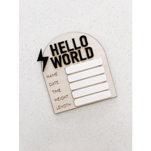 Lightning Bolt Hello World | Boy Nursery Decor | Baby Boy Hospital Announcement