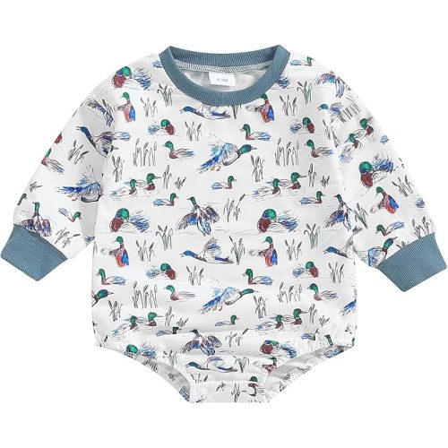 Infant Baby Boy Girl Mallard Duck Romper Short Sleeve Animal Duck One Piece Bodysuit Tops Hunting Baby Clothes