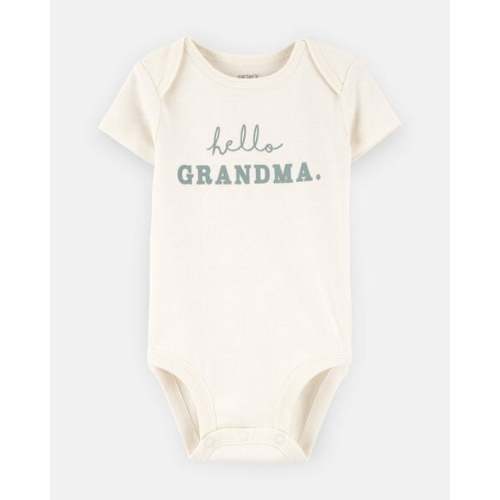 Baby "Hello Grandma" Announcement Cotton Short-Sleeve Graphic Bodysuit - Ivory | Carter's