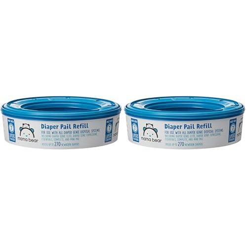 Amazon Brand - Mama Bear Diaper Pail Refills for Genie Pails, Unscented, 270 Count (Pack of 2)