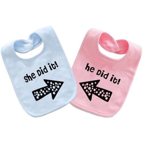 YSCULBUTOL Baby Twins Bibs He/She Did It Newborn Baby Cute Unisex Bibs Infant Twin Outfits