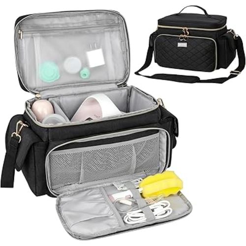 Breast Pump Bag Compatible with Spectra S1 and S2, Breast Pumping Travel Storage Bag for Pumping Essentials and Accessories, Black