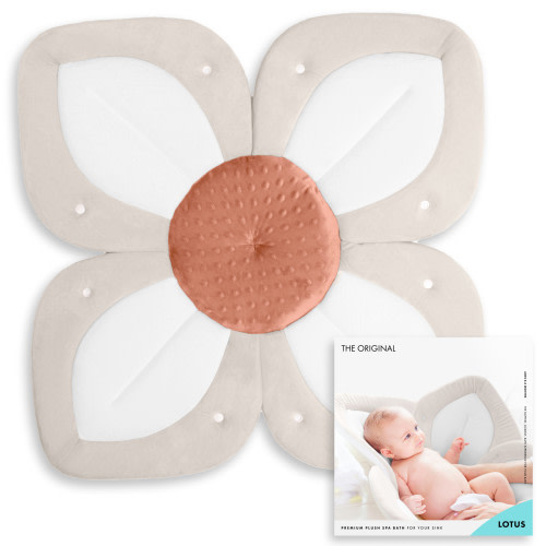 Blooming Bath Lotus Baby Bath Seat - Sink Baby Bath Insert, Cream/Clay with Snaps
