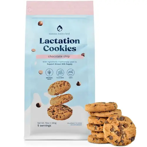 Lactation Cookies Breastfeeding Supplement - Chocolate Chip - Support Mothers Breast Milk Supply Increase - with Brewers Yeast Powder, Oat Flour, and Flax for Lactation - Fenugreek Free - 10oz