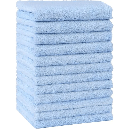 HOMEXCEL Baby Washcloths 12 Pack-Microfiber Coral Fleece Baby Bath Face Towel 7 x 9 Inch Extra Absorbent Soft Burp Cloth and Wash Cloths for Newborn-Infants and Toddlers-Gentle On Sensitive Skin,Blue