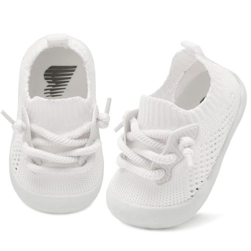 BARERUN Baby Girls Boys Shoes Soft Non-Slip Sole Newborn First Walkers Unisex Infant Sneaker Baby First Shoes Shoes for Babies Learning to Walk White Toddler Shoes Siize 6-6.5