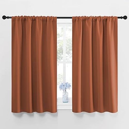 NICETOWN Blackout Curtains and Drapes - Thermal Insulated Solid Rod Pocket Blackout Draperies/Panels (Burnt Orange, 1 Pair, 42 by 45 inches)