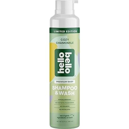 Hello Bello Shampoo & Body Wash - Gentle Hypoallergenic Tear-Free Formula for Babies and Kids - Vegan and Cruelty-Free - Cozy Chamomile Scented - 10 fl oz