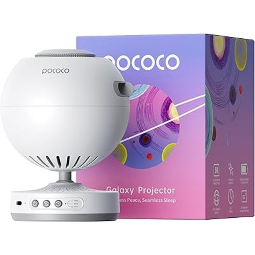 POCOCO Galaxy Star Projector for Bedroom with Replaceable Optical Film Discs, Home Planetarium Night Light Projector with High-Definition Soft Light for Relax, Study, and Meditate, Stress Relief Gifts