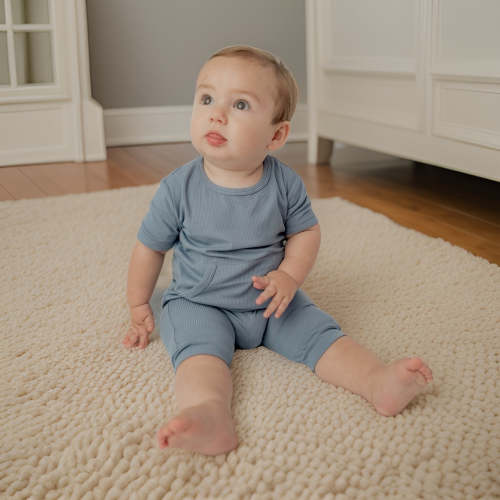 Change-A-Roo™ Front Opening Shortie Romper in Stellar Blue