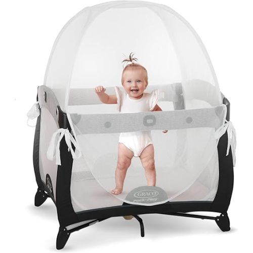KinderSense - Pack N Play Tent Baby Safety Crib Net - Toddler Crib Topper for Playpens & Mini Cribs to Keep Baby from Climbing Out - Breathable Mesh Pop up Net - Mosquito Net Canopy Upgraded