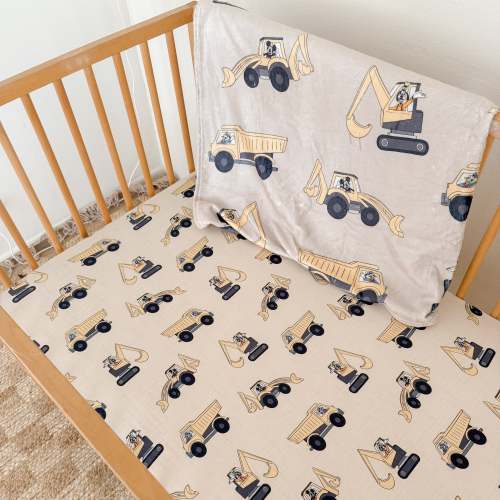 Construction Truck Bamboo Fitted Sheet *READY TO SHIP