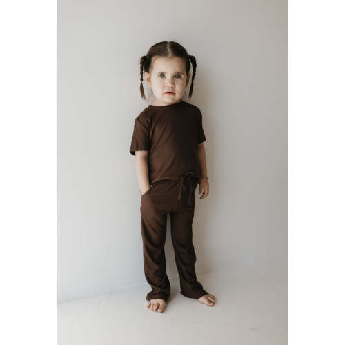 Toddler Short Sleeve Bamboo Lounge Set | Coffee Bean