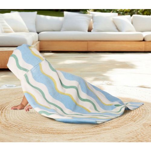Wavy Stripe Baby Beach Hooded Towel UPF 50+