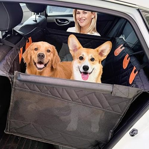 Dog Car Seat for Large Medium Small Sized Dogs,Waterproof Back Seat Extender,Half Hammock for Cars/SUV/Truck,Pet Car Seat,Puppy Carseat for Pet 0-45 lbs(Black)
