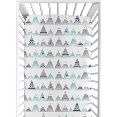 Sweet Jojo Designs Gender Neutral Unisex Baby Fitted Crib Sheet Mountains Blue and Grey