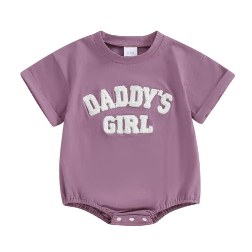Sejardin Newborn Baby Girl Romper Daddys Girl Summer Clothes Short Sleeve Round Neck Playsuit Infant Girl Outfit