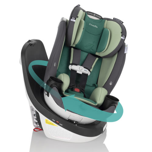 Gold Revolve360 Slim 2-in-1 Rotational Car Seat with Green & Gentle Fabric (Peridot Green)