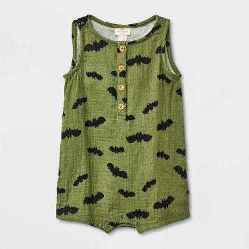Baby Halloween Gauze Bat Romper - Cat & Jack™ Green, Size: 0-3M