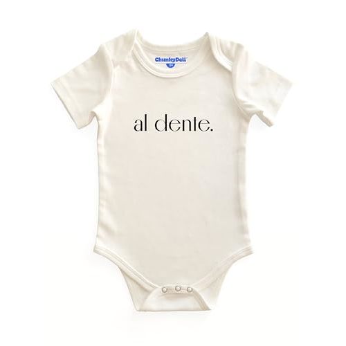 BlueMilk Studio Inc. Al Dente Bodysuit | Cotton Short Sleeve One Piece Bodysuit Jumpsuit Italian Foodie Pasta Shower Gifts