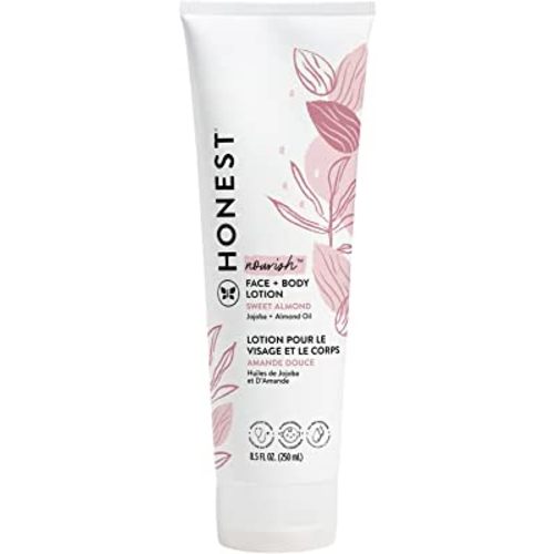 The Honest Company Hydrating Face + Body Lotion | Fast Absorbing, Naturally Derived, Hypoallergenic | Sweet Almond Nourish, 8.5 fl oz