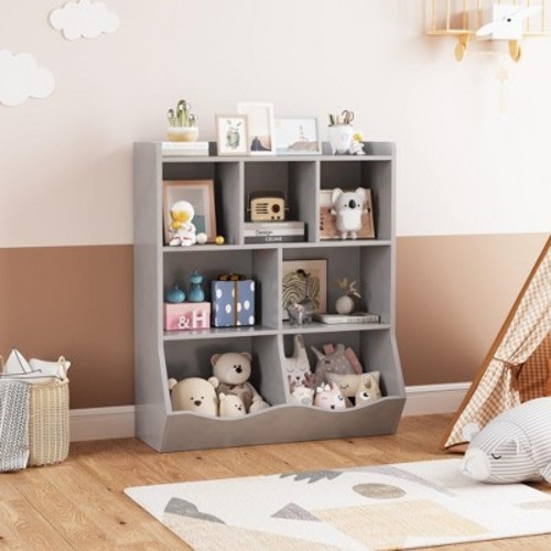 3-Tier Kids Bookcase & Toy Organizer - Storage Cabinet with Cubbies for Playroom, Bedroom, Nursery