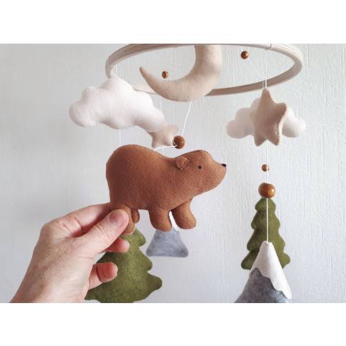 Forest Baby Mobile - Natural Wood Base