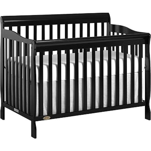 Dream On Me Ashton 5-in-1 Convertible Crib in Black, Greenguard Gold Certified , 50x36x44 Inch (Pack of 1)