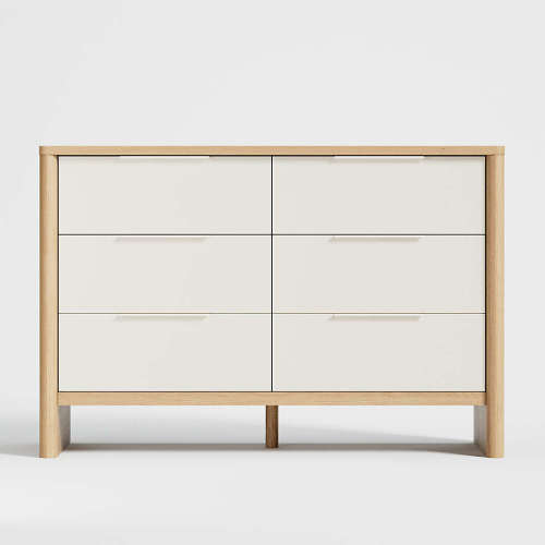 Redondo 51" Two-Tone Wood Wide 6-Drawer Kids Dresser