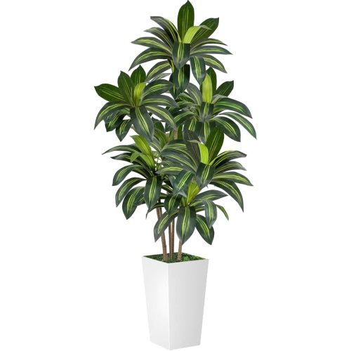 Artificial Dracaena Tree 6FT Tall, Faux Dracaena Tree Indoor, Fake Yucca Plant Potted, Tropical Floor Plant with Lifelike Leaves for Home Office Living Room Indoor Outdoor Decor