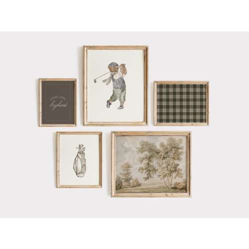 Boy Gallery Wall Set of 25 Sports Print Muted Tones Room Decor Vintage Green Baby Boy Nursery Print Set Big Boy Room Art Boy Playroom Decor
