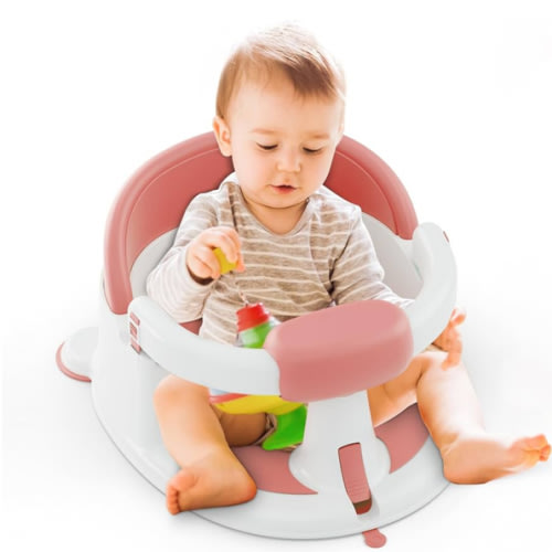 Baby Bath Seat for Babies: Non-Slip Infant Bathtub Chair with Suction Cups, Safe & Comfortable Baby Bath Support, Ideal for Sitting Up, Easy to Clean, Stable Design, Pink (6-24 Months)