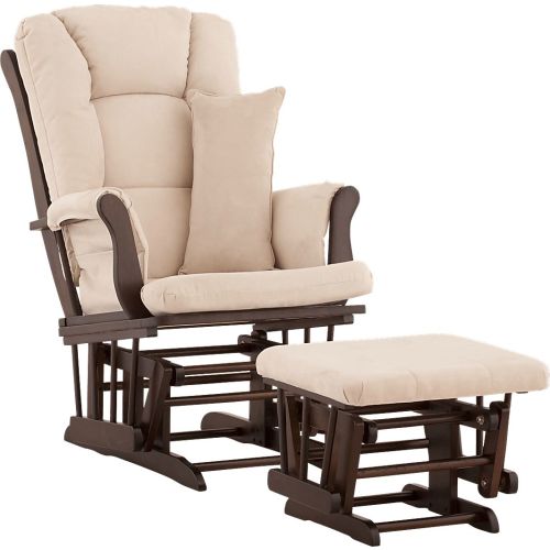 Tuscany Beige-Espresso Beige Microfiber Glider & Ottoman