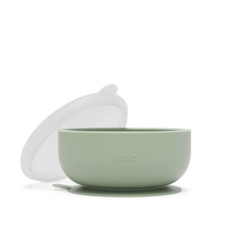 Lalo Silicone Suction Bowl with Lid - Sage