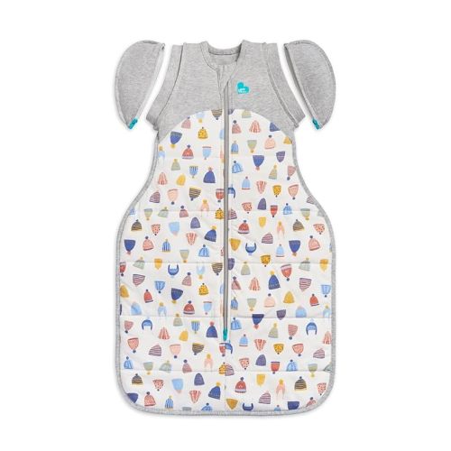 Love to Dream Swaddle UP Transition Bag Warm 2.5 TOG, Medium, 13-19 lbs, Patented Zip-Off Wings, Gently Help Baby Safely Transition from Being Swaddled to Arms Free Before Rolling Over, Happy Hats