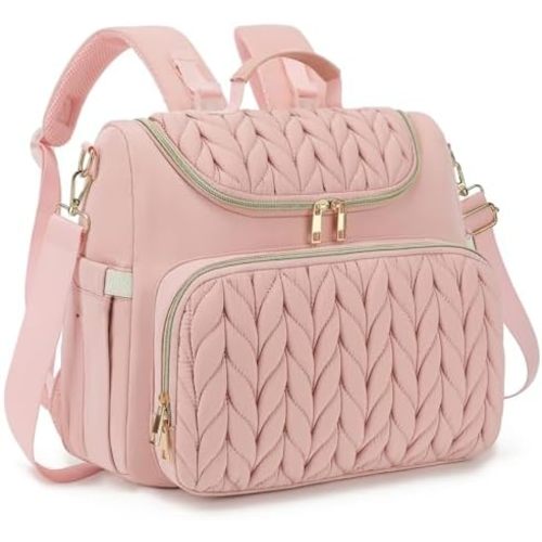 Small Diaper Bag Backpack Quilted Mini Baby Crossbody Diaper Bag Tote for Mom and Baby Girls Boys (Pink)