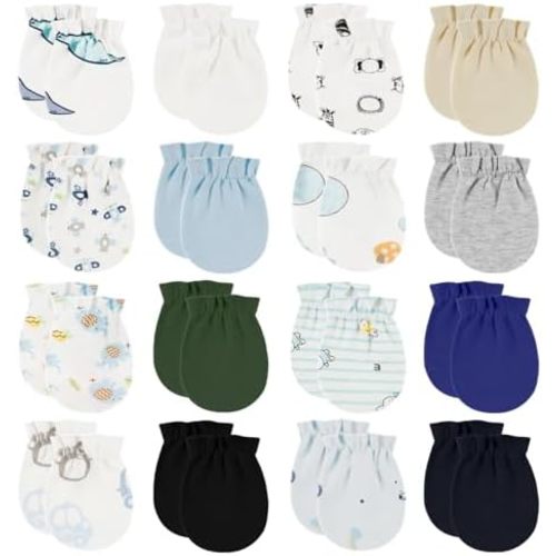 ONESING 16-20 Pairs Baby Mittens Newborn Mittens No Scratch 0-6 Months Warm Mittens for Newborn Baby Boys Girls
