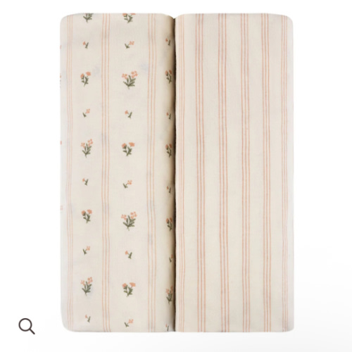 Linear Floral Changing Pad Cover | Cradle Sheet Set – Ely's & Co.