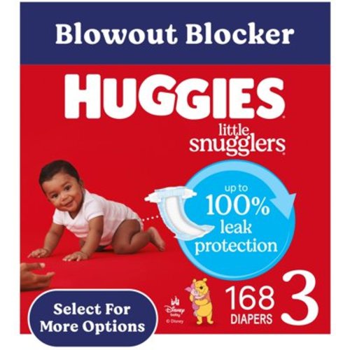 Huggies Little Snugglers Baby Diapers, Size 3 (16-28 lbs), 168 Ct (6 Packs of 28) (Select for More)